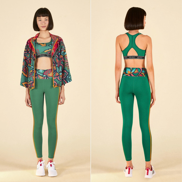 ADIDAS X FARM RIO Floral Sports Bra sz Medium Bold Green App Signal Orange NEW - Picture 4 of 9